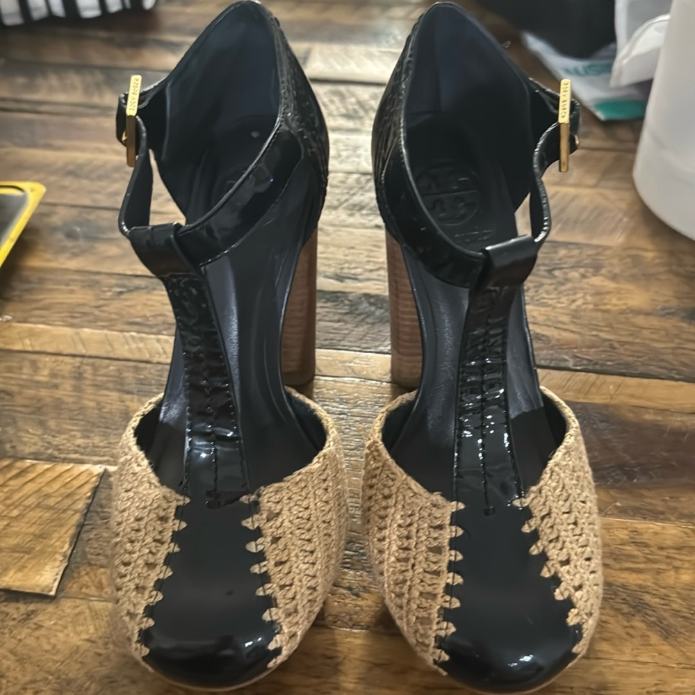 Tory Burch Black and Tan Heels